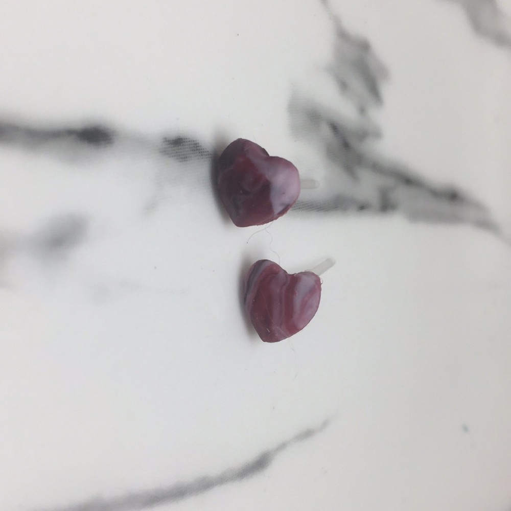 Handmade Polymer Clay Earrings Small Heart Stud